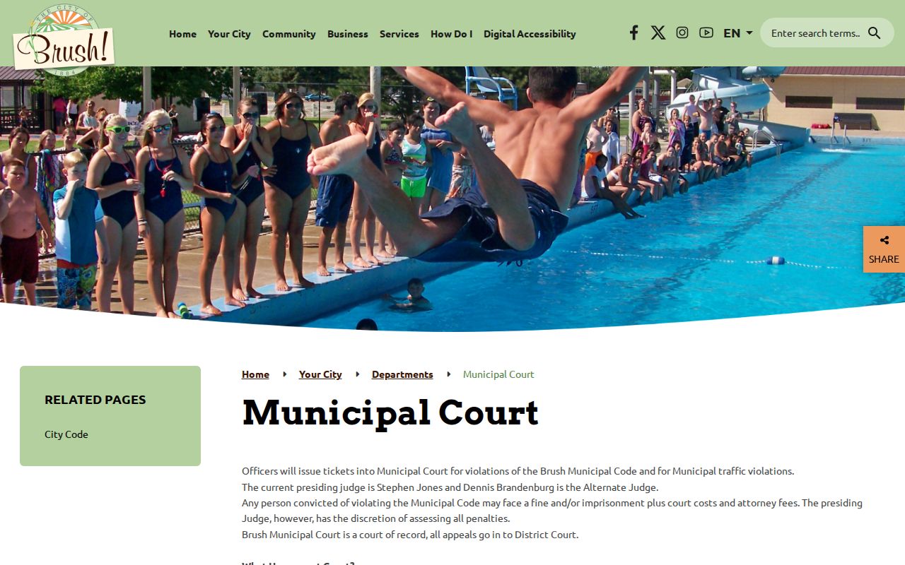 Brush Municipal Court rules and contact page