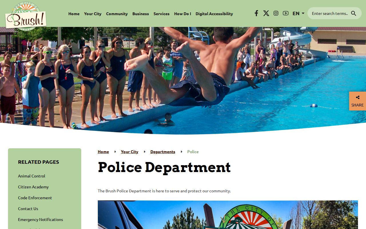 Official Brush Police Department page