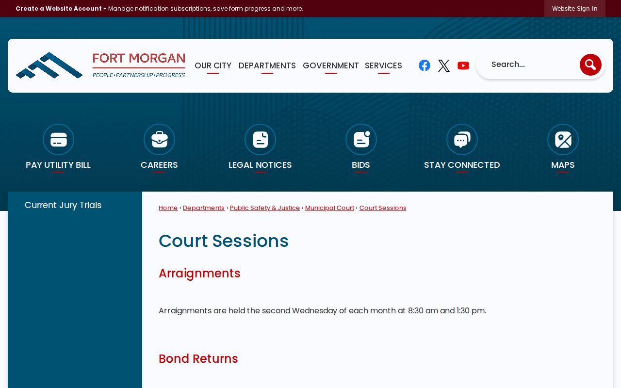 Fort Morgan Municipal Court sessions and current docket page