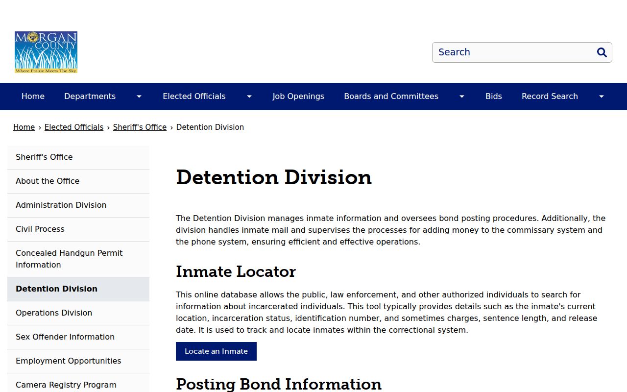 Morgan County arrest history detention information