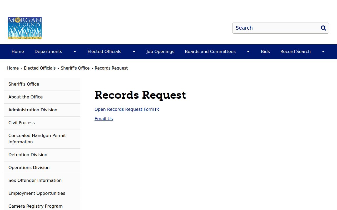 Morgan County arrest history sheriff records request