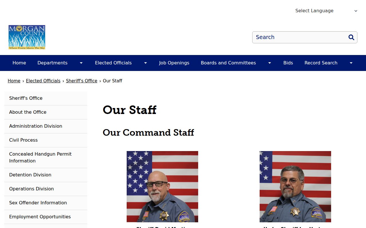 Morgan County arrest records staff contacts