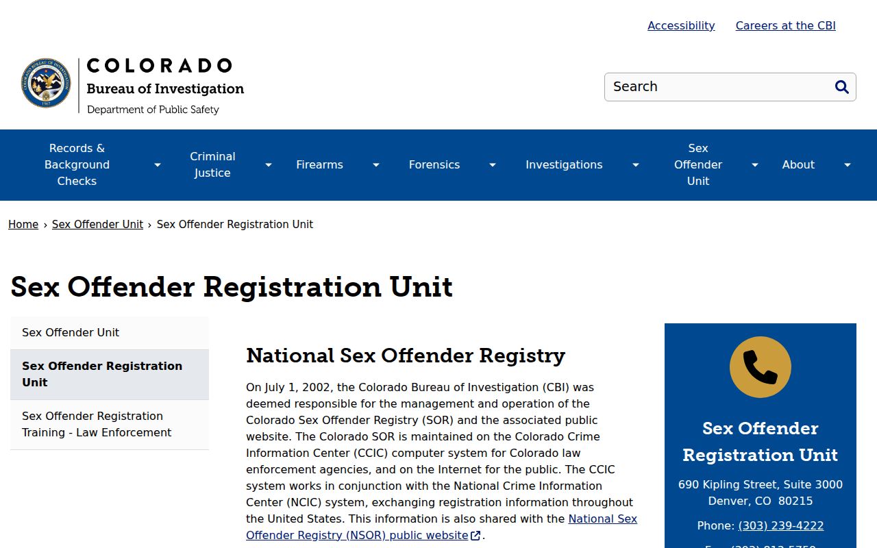 Morgan County sex offender registry CBI registration unit